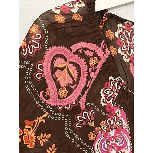 Boho Polyester Design Bay Studio Career Size Small Top Brown Blouses For Women - Picture 3 of 16